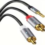 Miniplugi 3,5 MM - RCA -audiokaapeli 3m laitteiden väliseen kytkentään. Tällä kaapelilla kytket esimerkiksi tietokoneen tai puhelimen äänentoistoosi.(kuva suntaa antava)