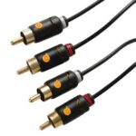 Audiokaapeli 2 x RCA (uros) – 2 x RCA (uros) stereo 1,5m laitteiden väliseen kytkentään. Esimerkiksi vahvistimesta mikseriin kytkettäessä. (kuva suuntaa-antava)