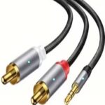 Miniplugi 3.5 MM – RCA -audiokaapeli 1.5m laitteiden väliseen kytkentään. Tällä kaapelilla kytket esimerkiksi tietokoneen tai puhelimen äänentoistoosi.(kuva viitteellinen)